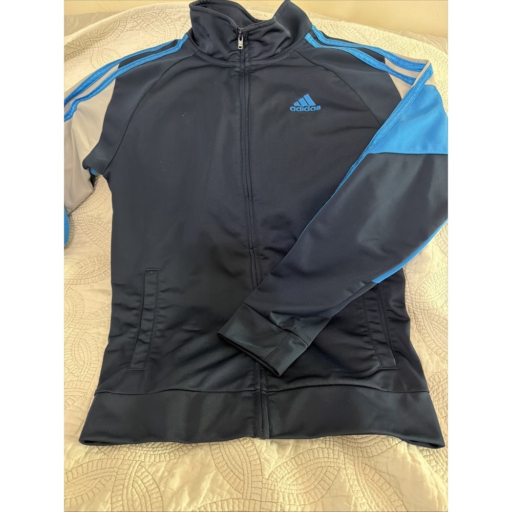 Youth Adidas Warmup Active Sports Zip-Up Jacket Size LARGE 14/16 EUC